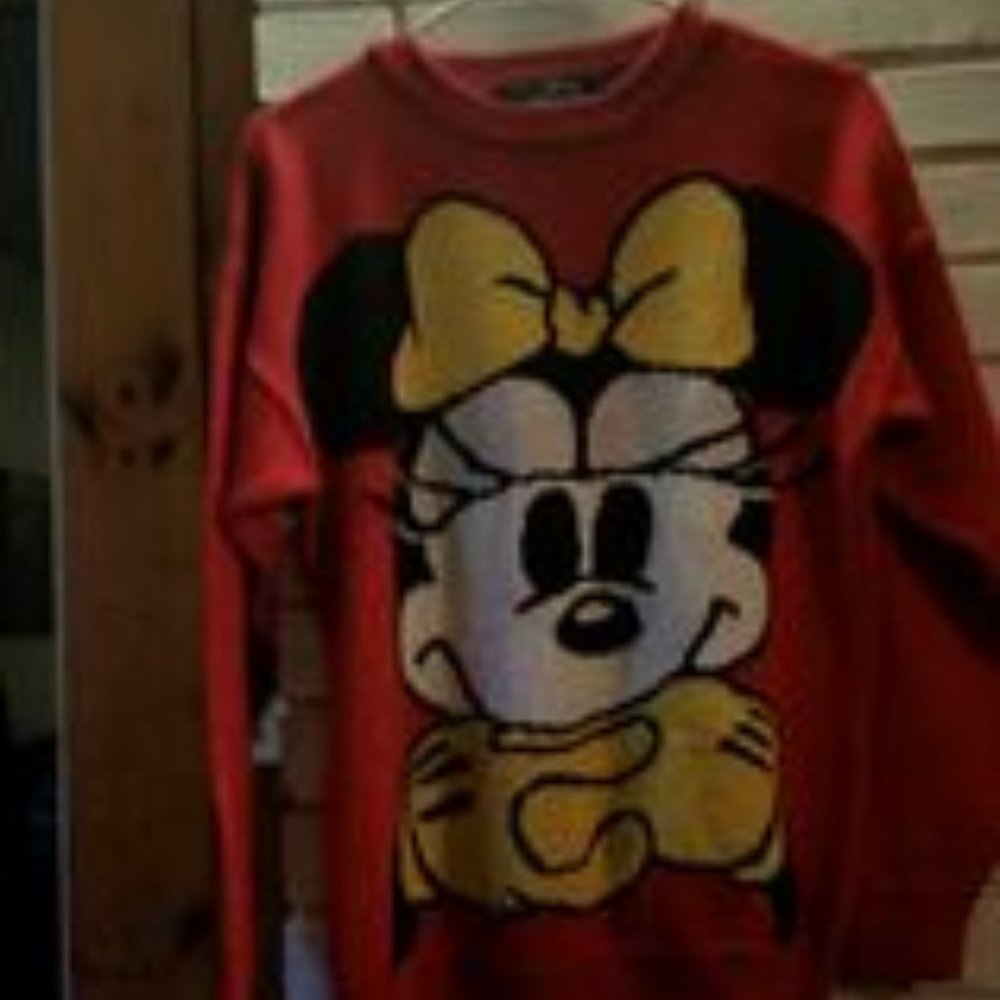 Disney Originals  Vintage Minnie Mouse Red Knit  Sweater -Size Medium
